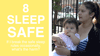 Baby in the arms of the mother with yellow background on the left side with text that reads: 8, Safe Sleep, What if my family doesn't practice safe sleep?