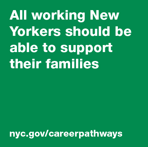 Text: "All working New Yorkers should be able to support their families."
