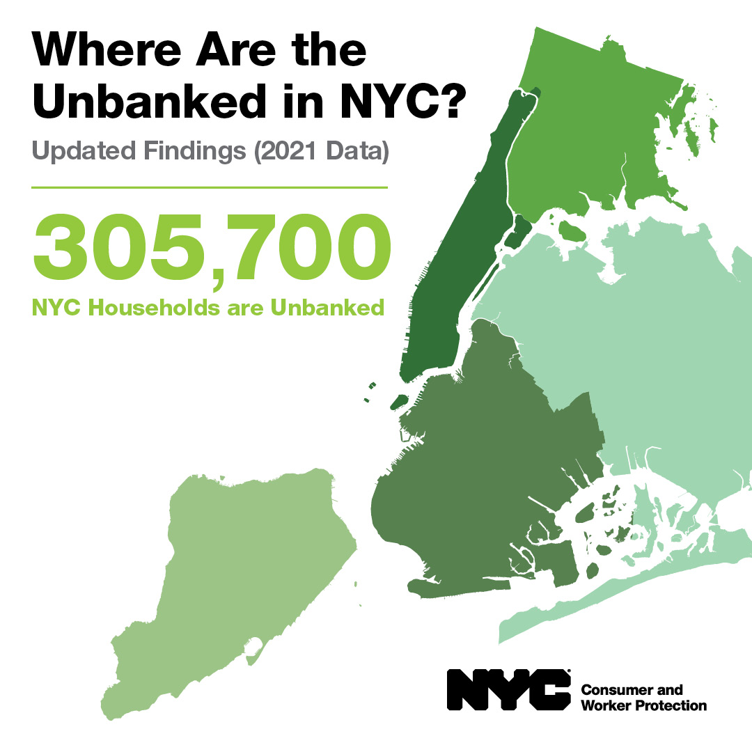 Where are the unbanked in NYC? Research report cover with map of NYC