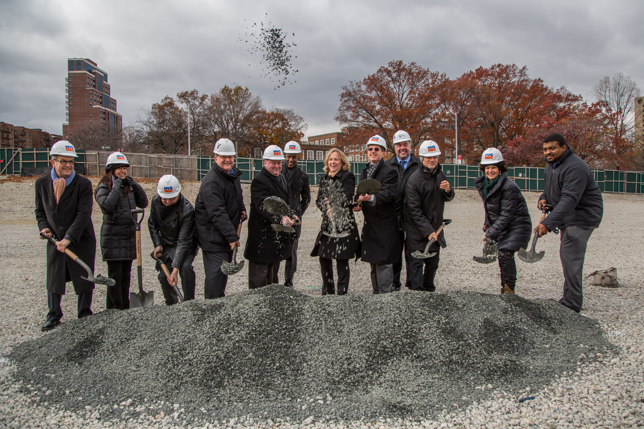 project team and borough president breaking ground