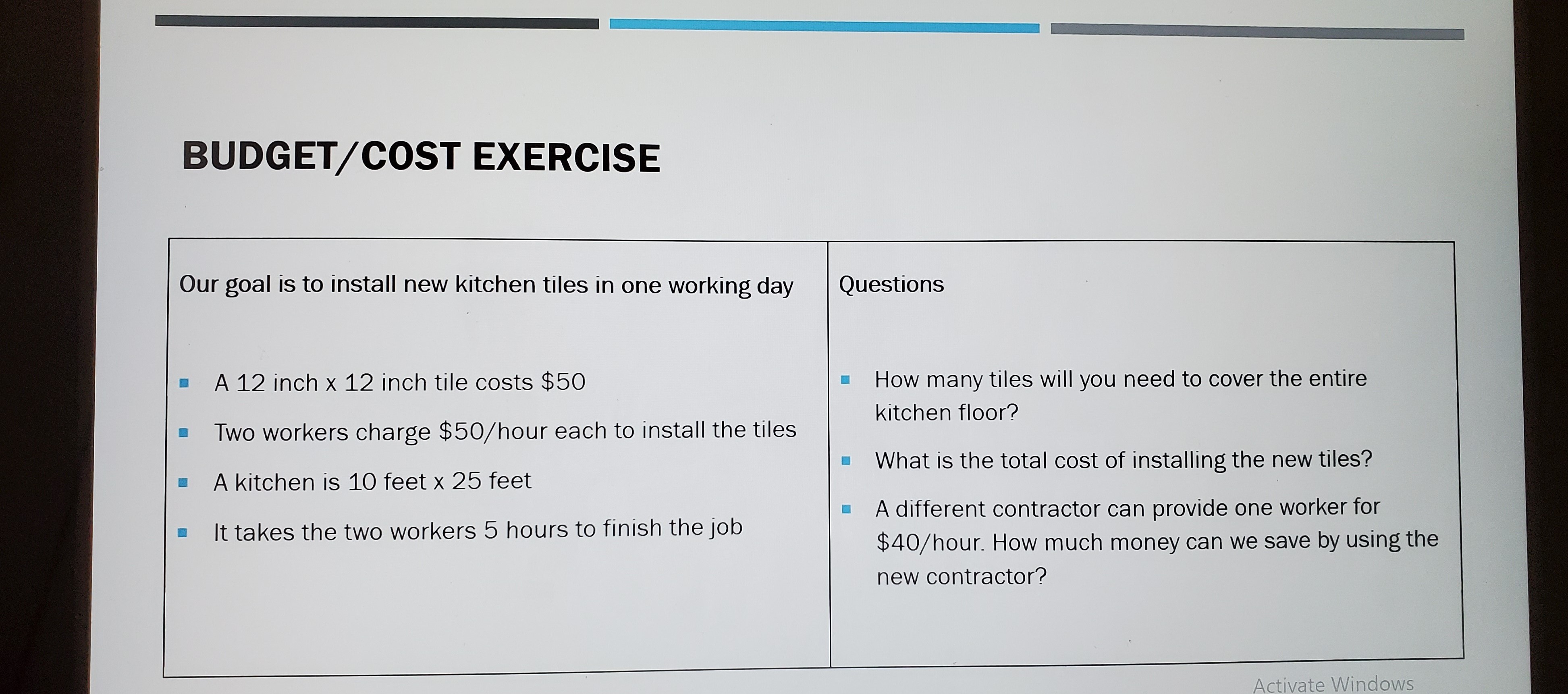 Budget Exercise