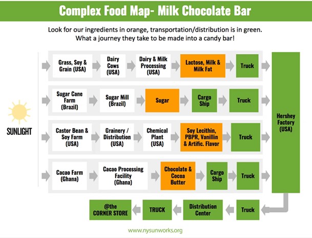 the complex food map of a milk chocolate bar