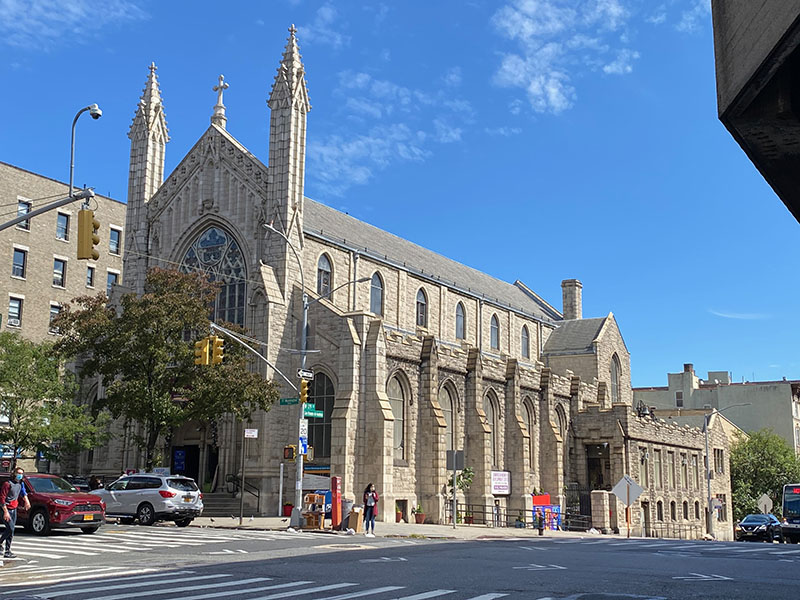  a view of Holyrood Episcopal Church-Iglesia Santa Cruz at 715 West 179th Street in Washington Heights