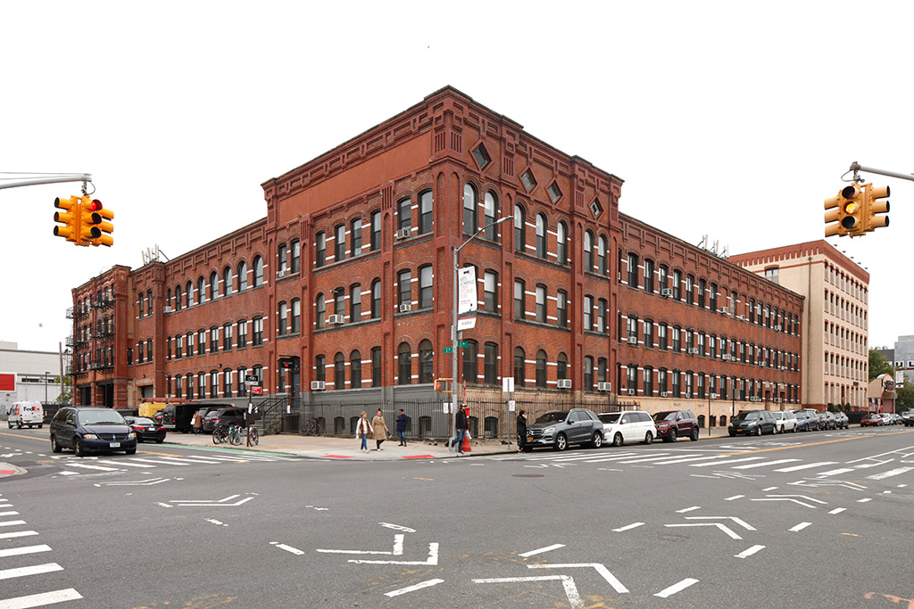 Large red brick factory building in Gowanus, Brooklyn