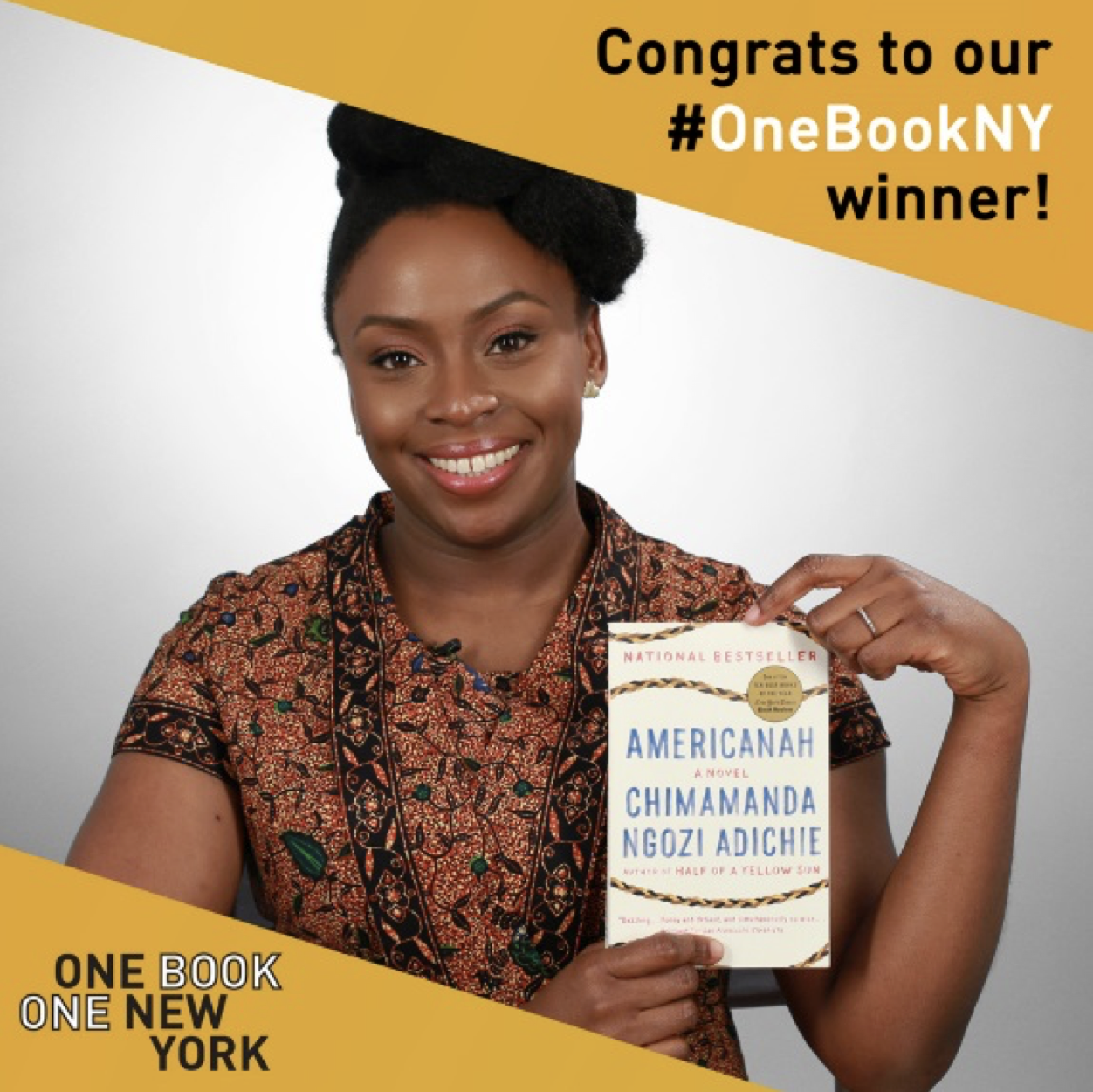 New Yorkers chose Chimamanda Ngozi Adichie’s Americanah as the winning book