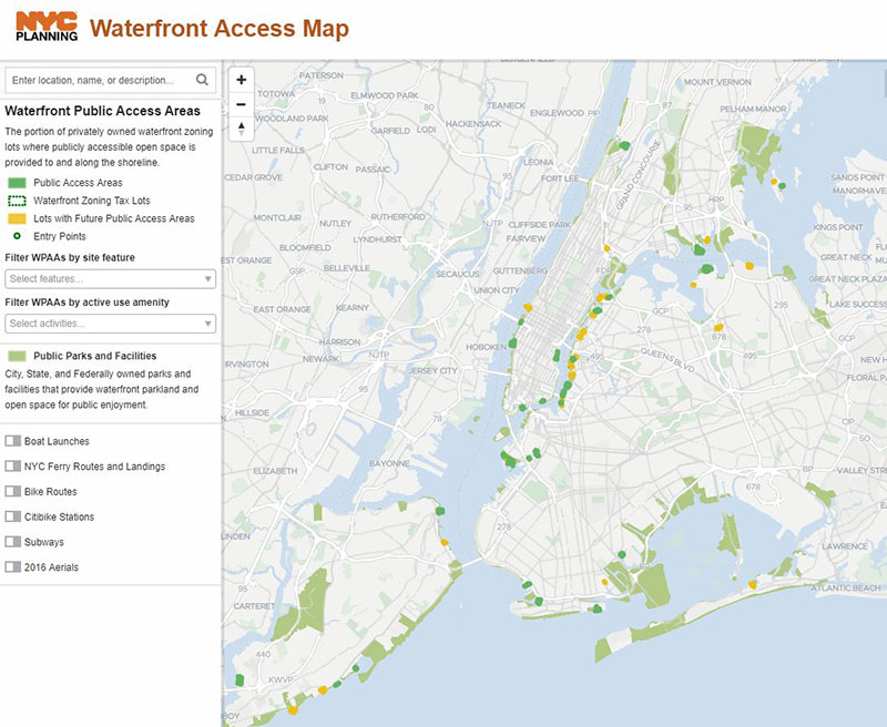 NYC Waterfront Access Map