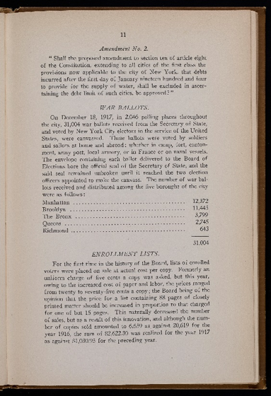 Board of Elections Annual Report of 1917 - Election Results