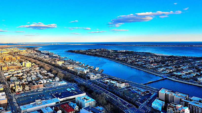 Aerial view of Sheepshead Bay Marina in the day
                                           