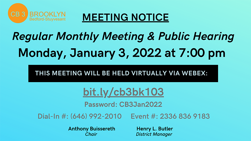 January 3, 2022 meeting notice flyer