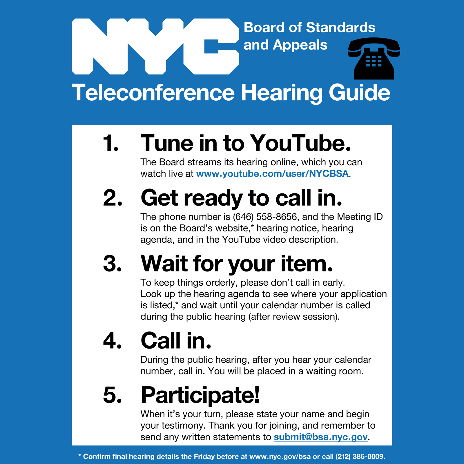 teleconfernce hearing guide