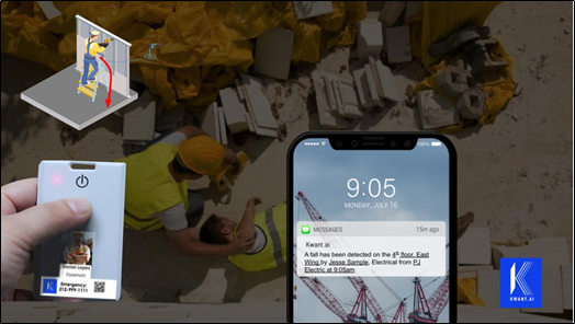 Kwant.ai - An interactive network of smart badges, sensors, and mobile-phone alerts to track construction workers' locations. This technology could enable automated headcounts, store  and display site safety/training certificates and other compliance documents, alert site personnel when falls or other safety hazards occur, and collect data  for predictive analytics.