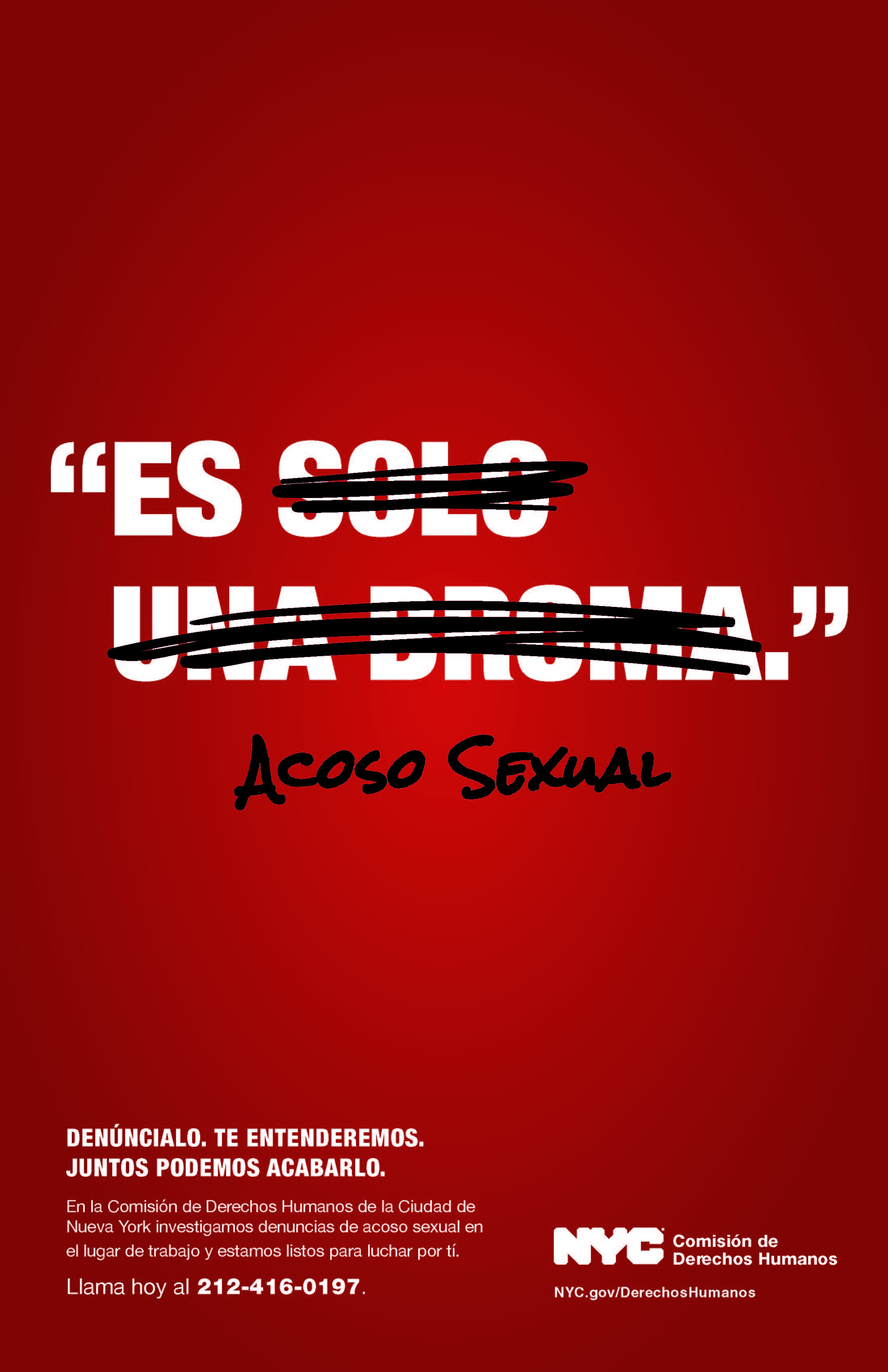 Text reading es acoso sexual with solo una broma crossed out