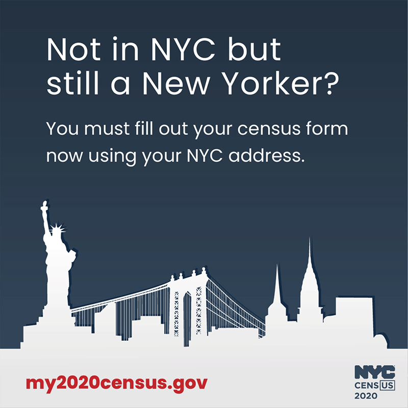 Not in NYC but still a New Yorker? You must fill out your census form now using your NYC address.