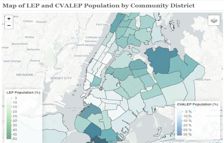 Map of LEP and CVALEP Population by Community District
                                           