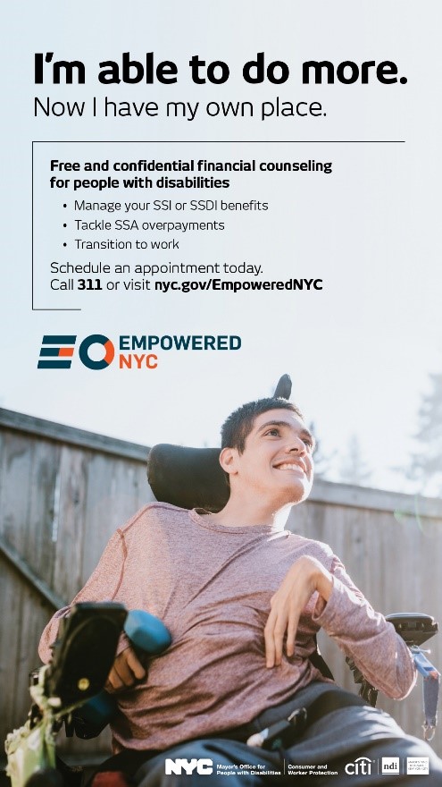 Ad of man in wheelchair with text I'm able to do more. Now I have my own place