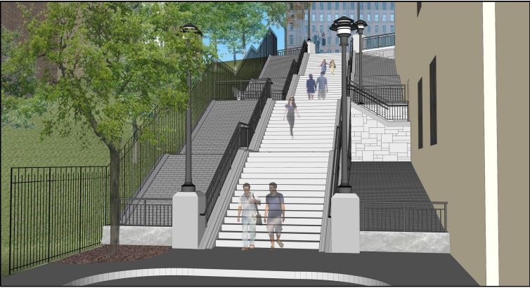 An artist’s rendering of the renovated West Tremont Avenue Step Street