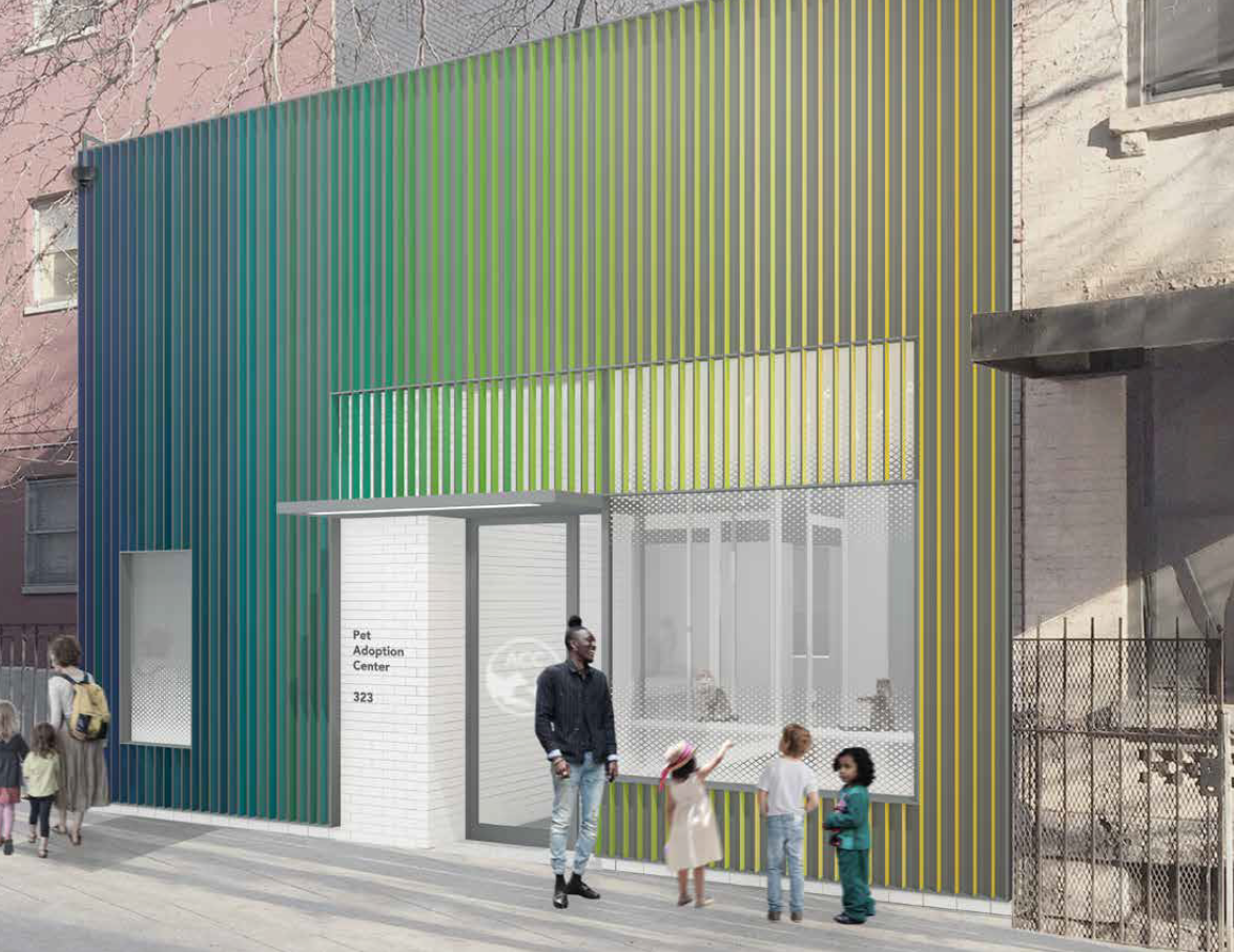 Artist rendering of exterior of future Manhattan Pet Adoption Center