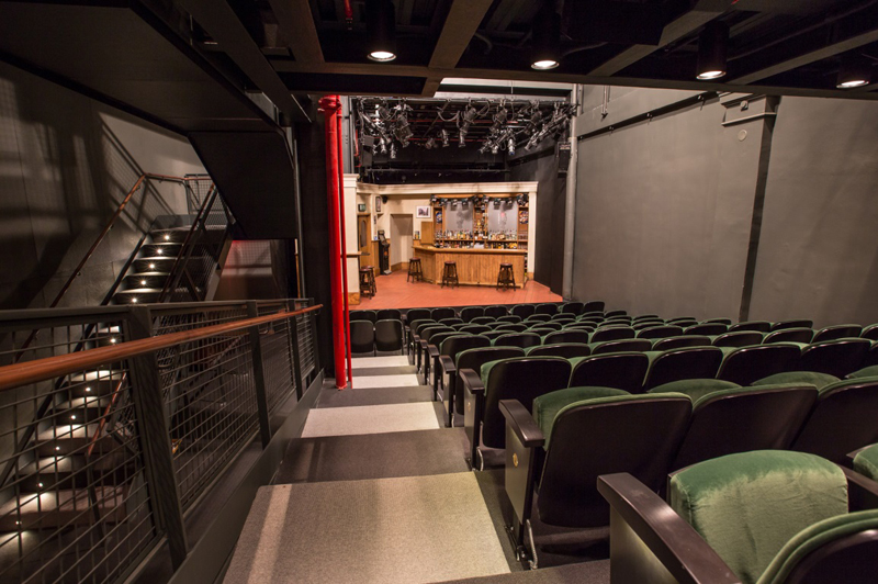 A view looking down at the Irish Rep stage