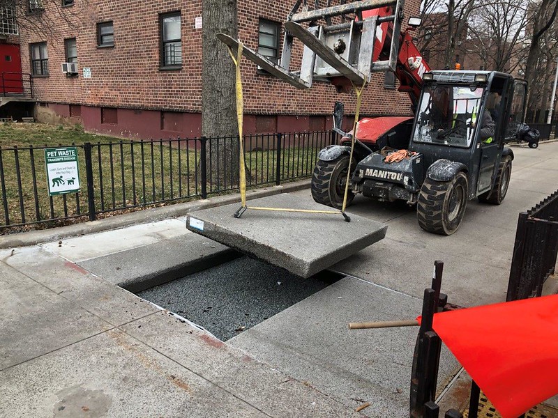 Installation of permeable concrete sidewalks.