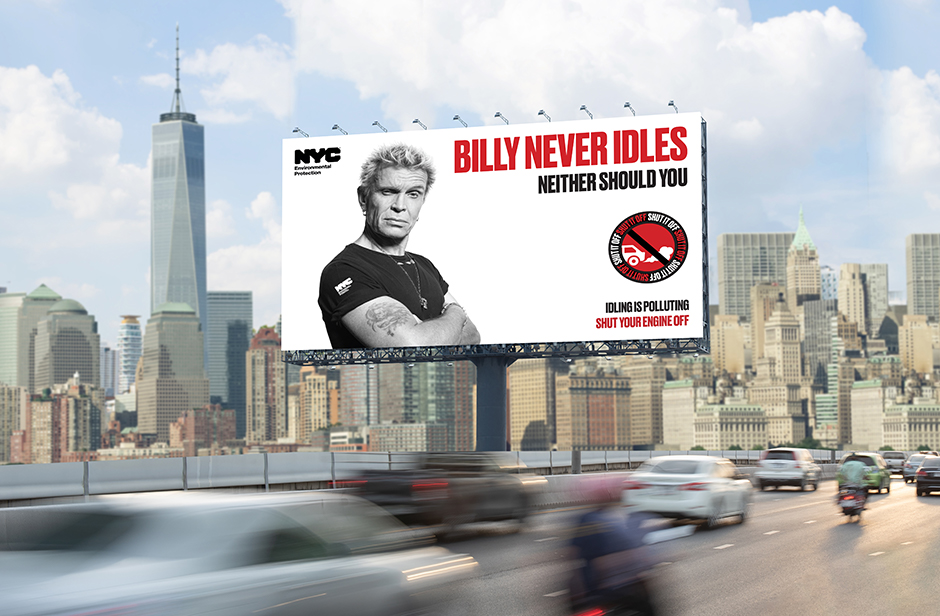 #BillyNeverIdles billboard