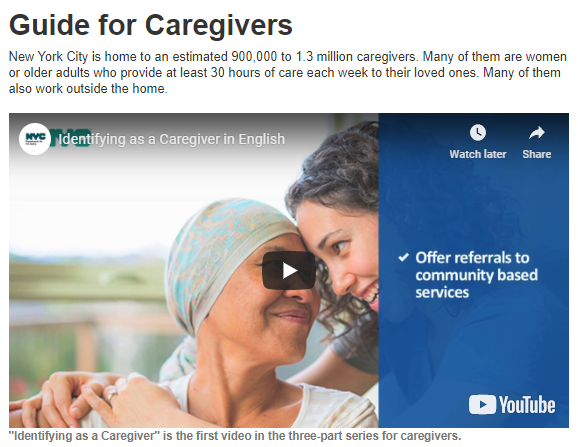 Photo of the Guide for Caregivers video