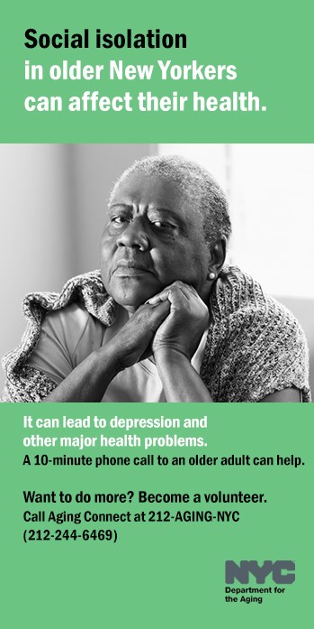 Social Isolation in older New Yorkers can affect their health