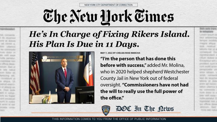 Commissioner Molina’s exclusive interview with the NYT
                                           