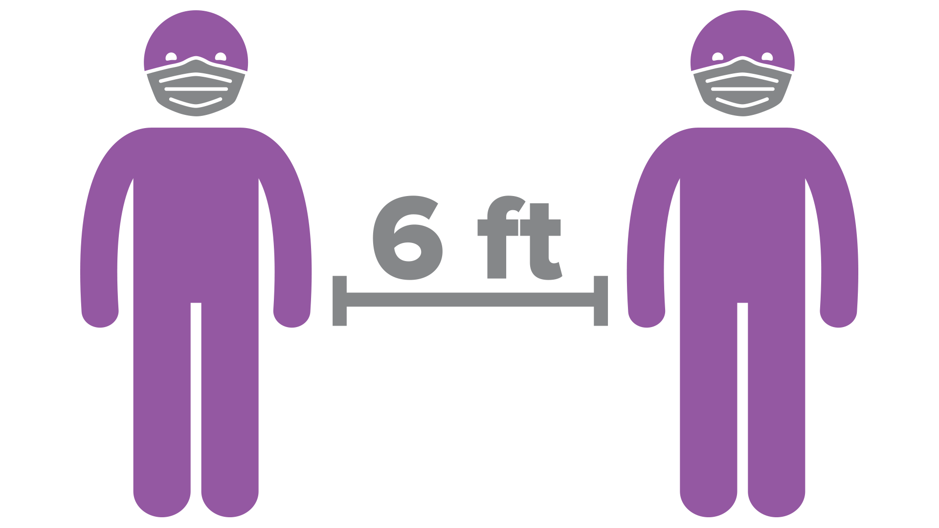 icon showing two people wearing face masks standing 6 feet apart