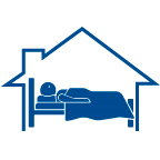 icon of a person lying in bed in a home