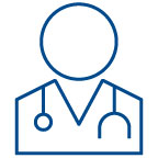 icon of a health care provider, with a stethoscope around their neck