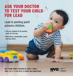lead testing campaign image of child with toy in his mouth