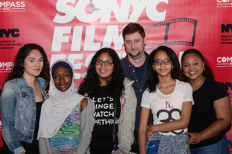 group of attendees on red carpet at the DYCD SONYC Film Festival