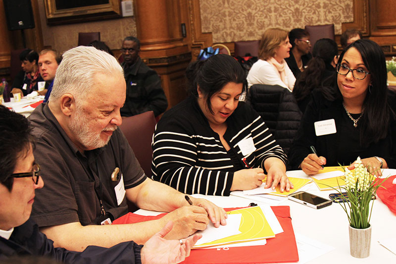 Organizers working together at a table