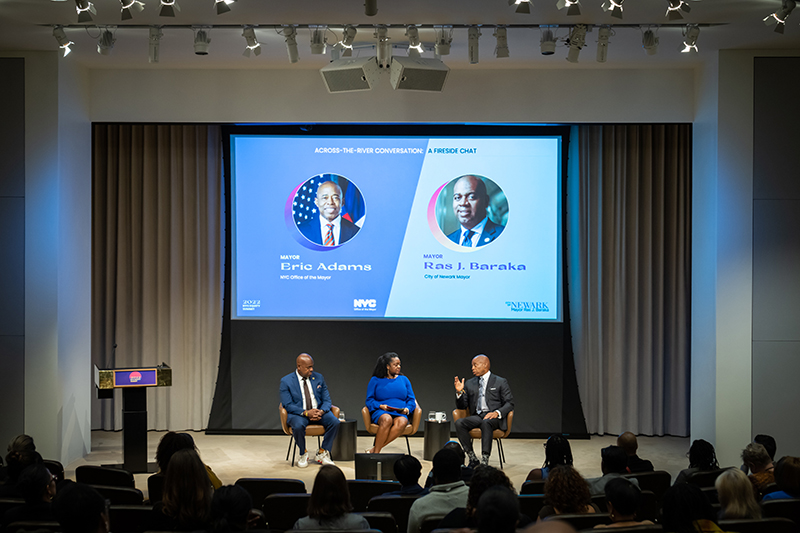 NYC Mayor Eric Adams speaking in the Mayor-to-Mayor Fireside Chat at the 2022 NYC Equity Summit.