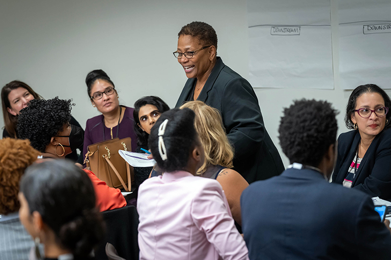 Jacquline Ebanks, Executive Director for the Commission on Gender Equity and Co-Chair for the NYC Pay Cabinet facilitates a work group session at the NYC Equity Summit. 