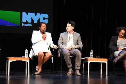 Commissioner Sideya Sherman, NYC Mayor's Office of Equity, speaking on the "City-Wide Equity Update" panel at the NYC DOHMH Health Equity Summit. 