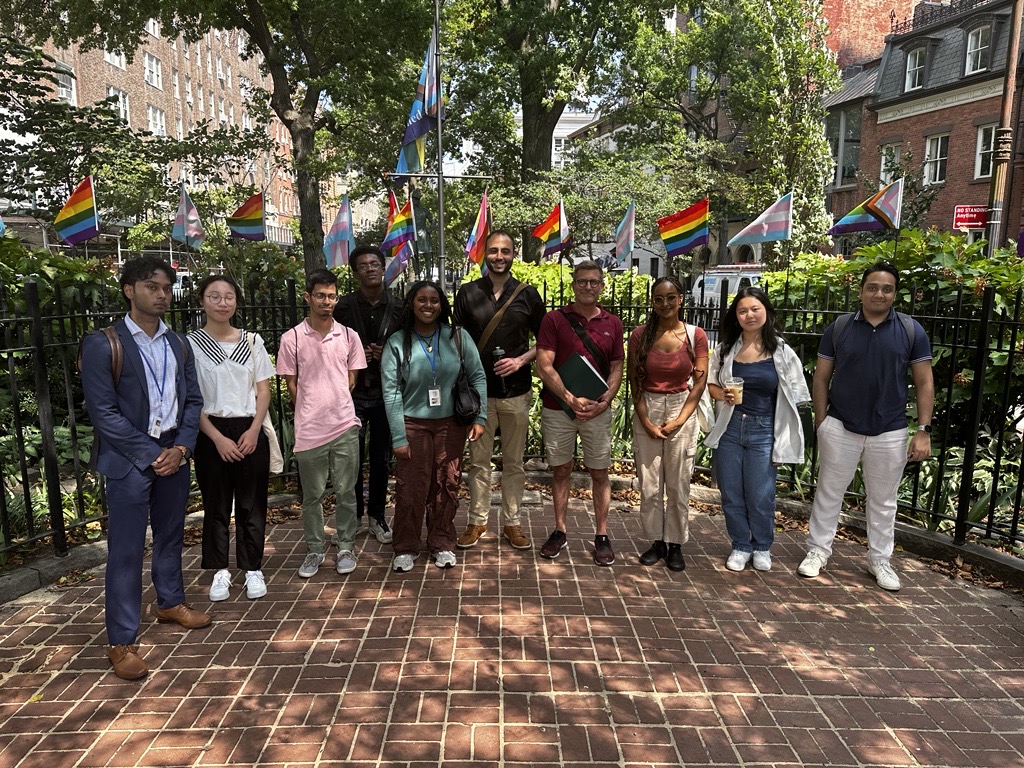 SYEP Pride + Unity Walking Tour Participants stand at the Stonewall National Monument.