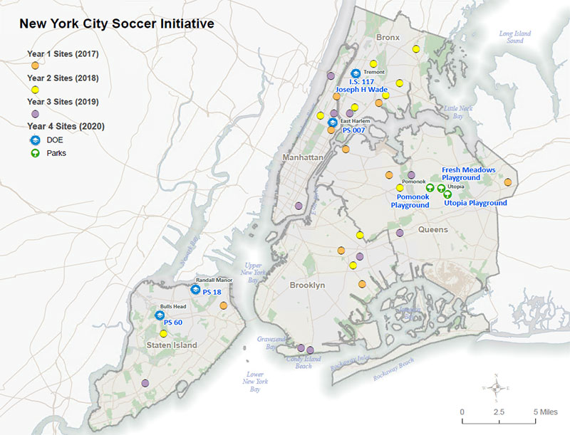 New York City Soccer Initiative 2020 Locations Map