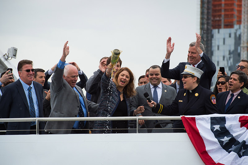 Mayor de Blasio Welcomes NYC Ferry Boats to New York Harbor