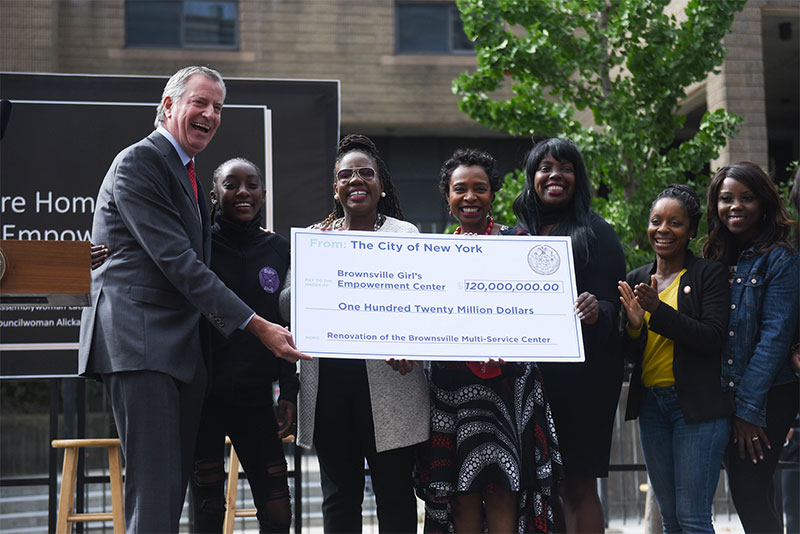 Mayor de Blasio Announces $120 Million Investment in Girls' Empowerment Center in Brownsville