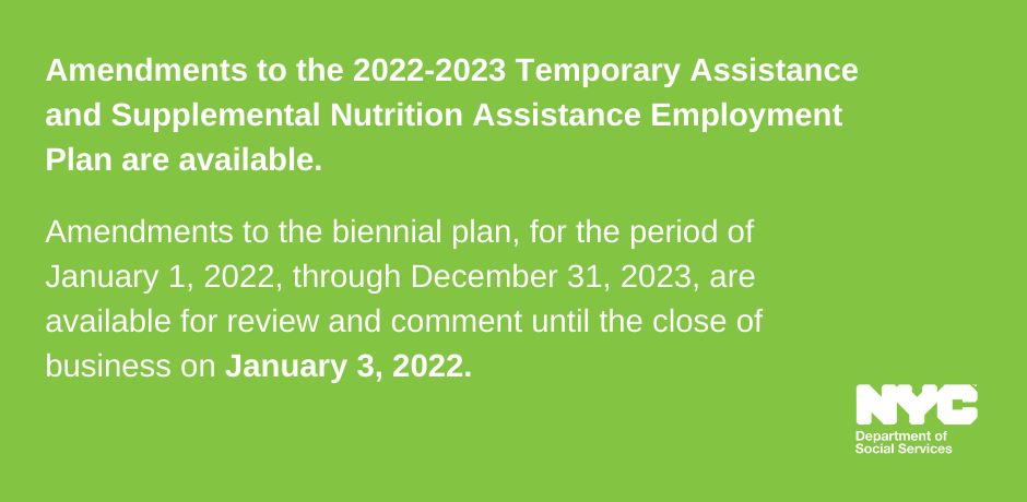 Green background. Text says: Amendments to the employment plan are available. 
                                           