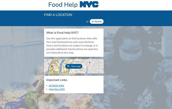 Image of the Food Help NYC Map