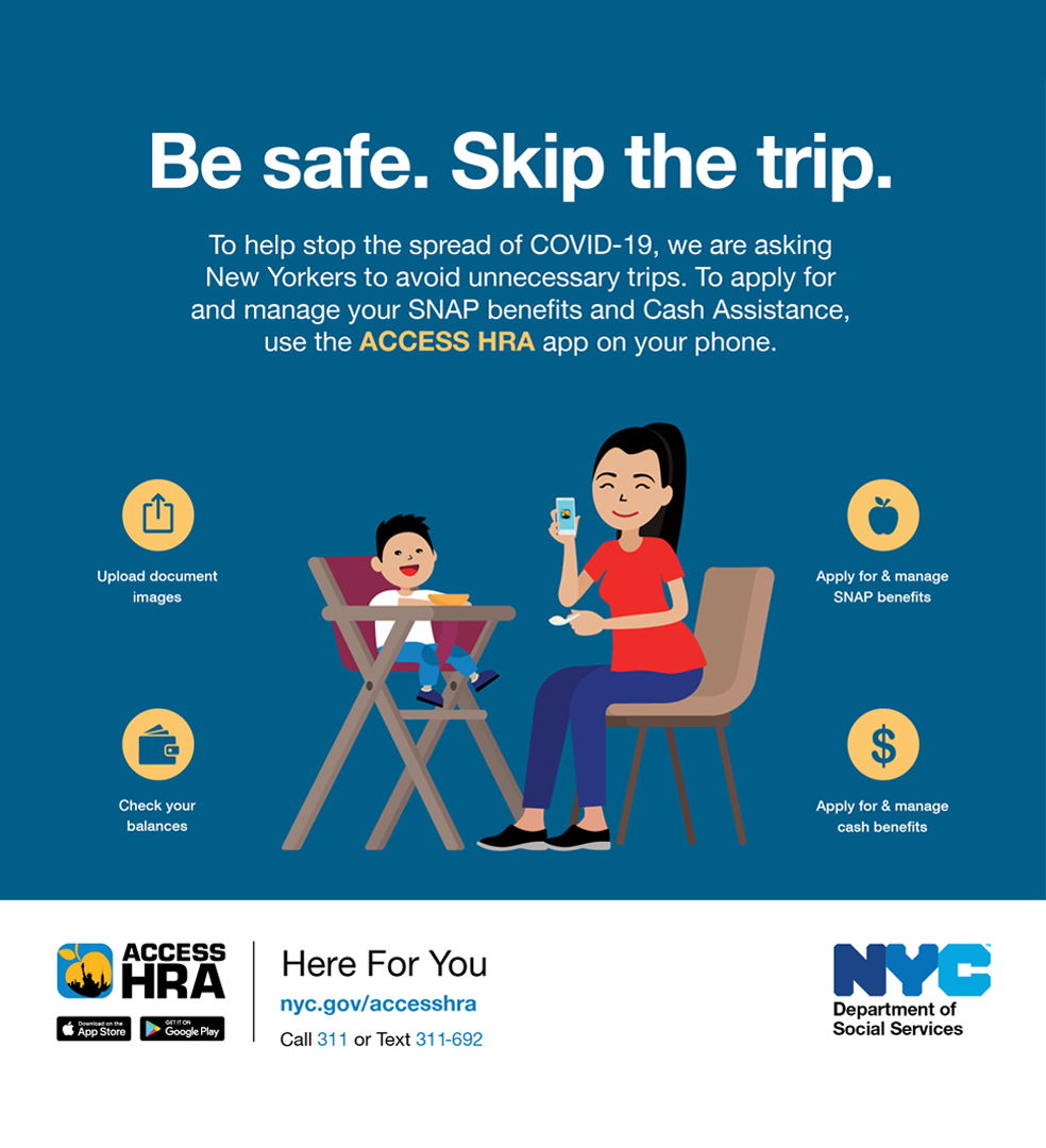 Be Safe. SKip the Trip. Blue Ad