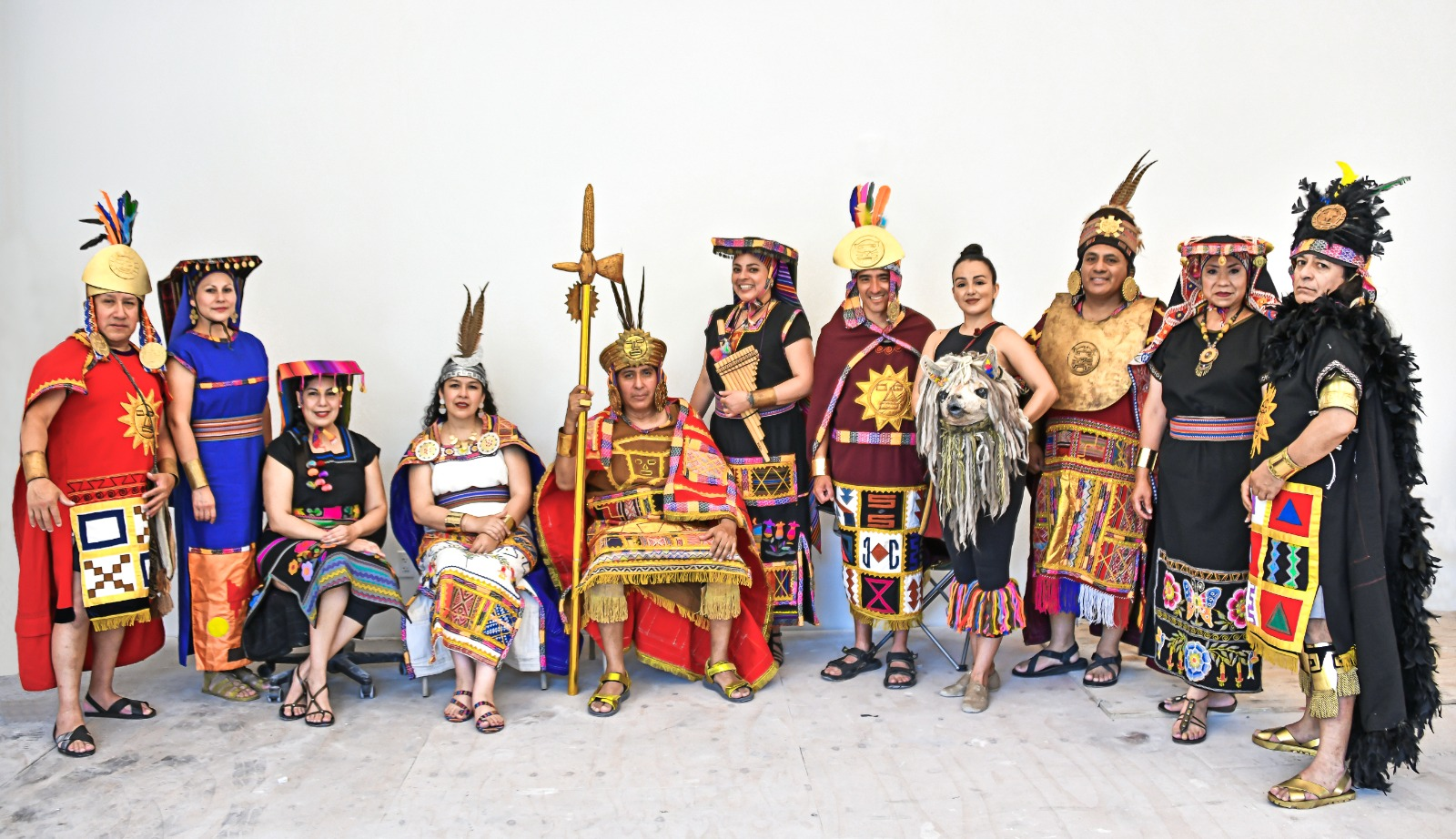 Group of people wearing Inti Raymi ceremonial clothes