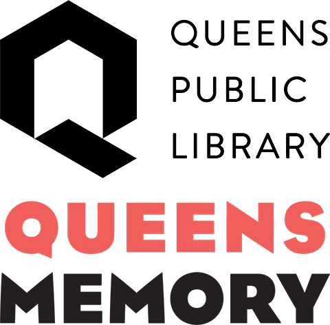 Queens Public Library logo and Queens Memory logo