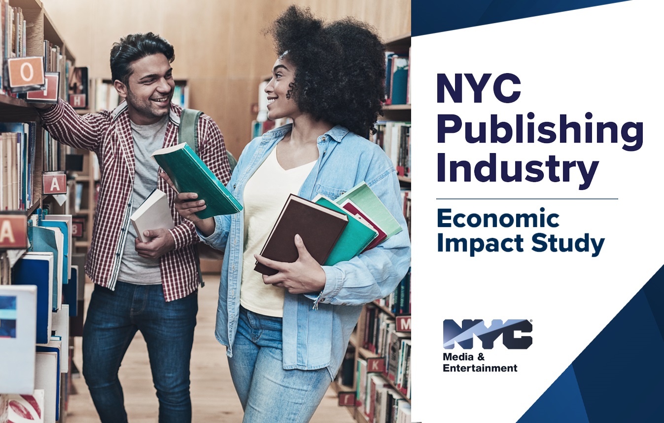 2022 NYC Publishing Industry Economic Impact Study text with photos of people at bookshops