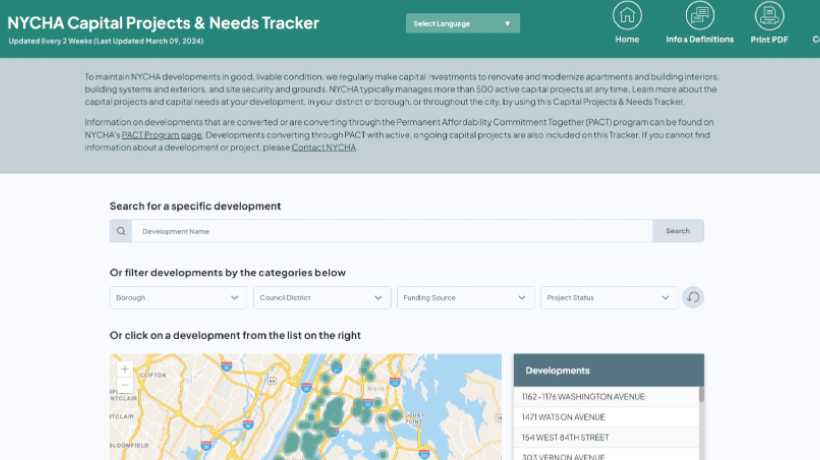 NYCHA Announces Launch of Enhanced Online Tracker to Provide Information About C
                                           