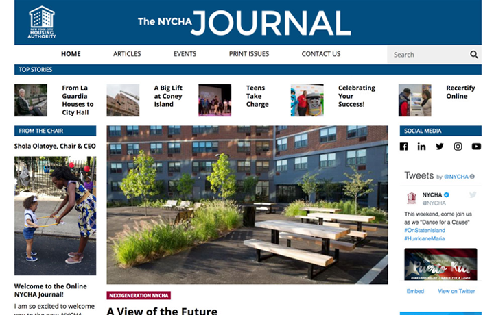 Image of the front Page of the new NYCHA Journal website