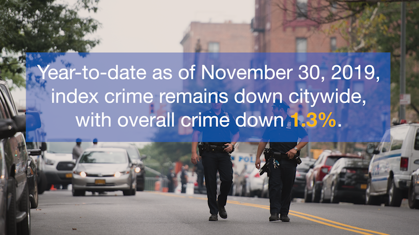 Police Officers patroling on street showing index crime remains down