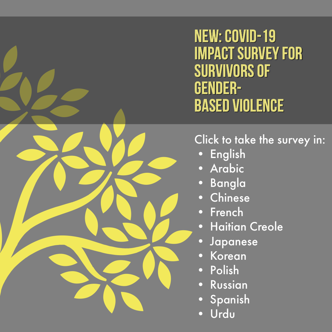 New: Covid-19 Impact survey for Survivors of Gender-Based Violence